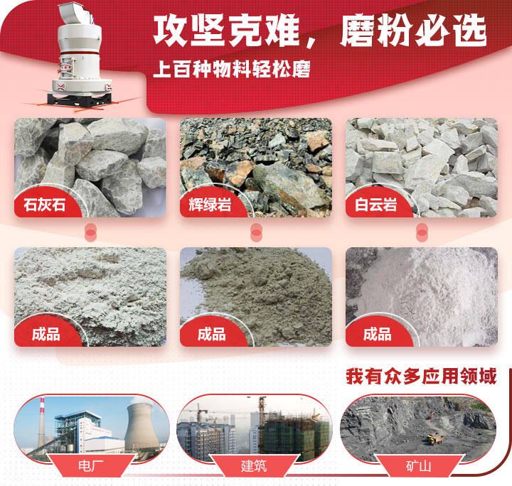 雷蒙磨粉機適用于多種礦石物料制粉處理 雷蒙磨粉機適用于多種礦石物料制粉處理